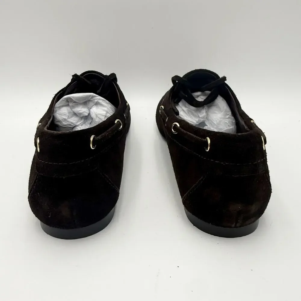 Madewell Womens Jamie Boat Shoes Size 7 EU 37.5 Dark Brown Suede NIB